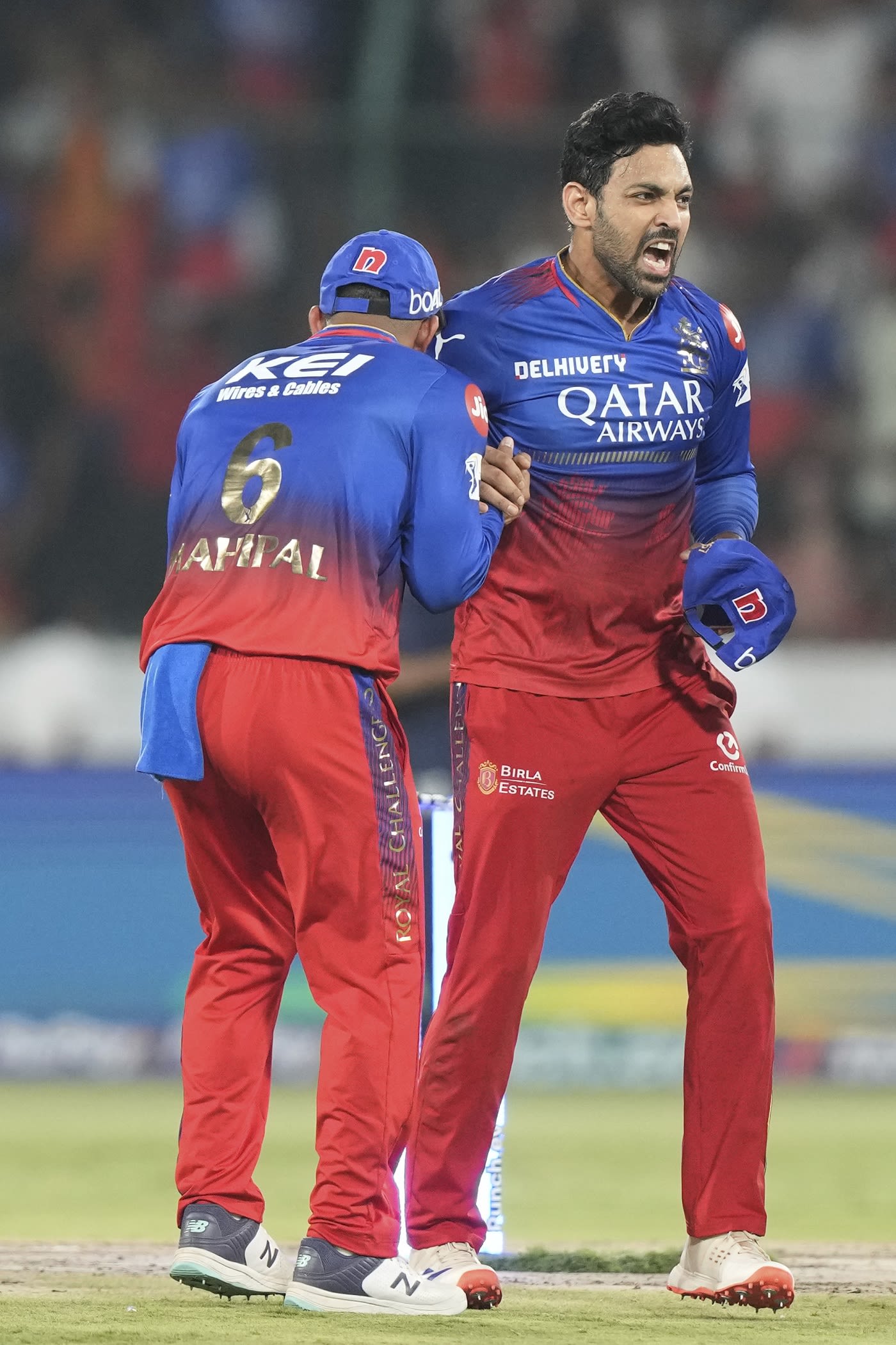 Swapnil Singh exults after dismissing Heinrich Klaasen