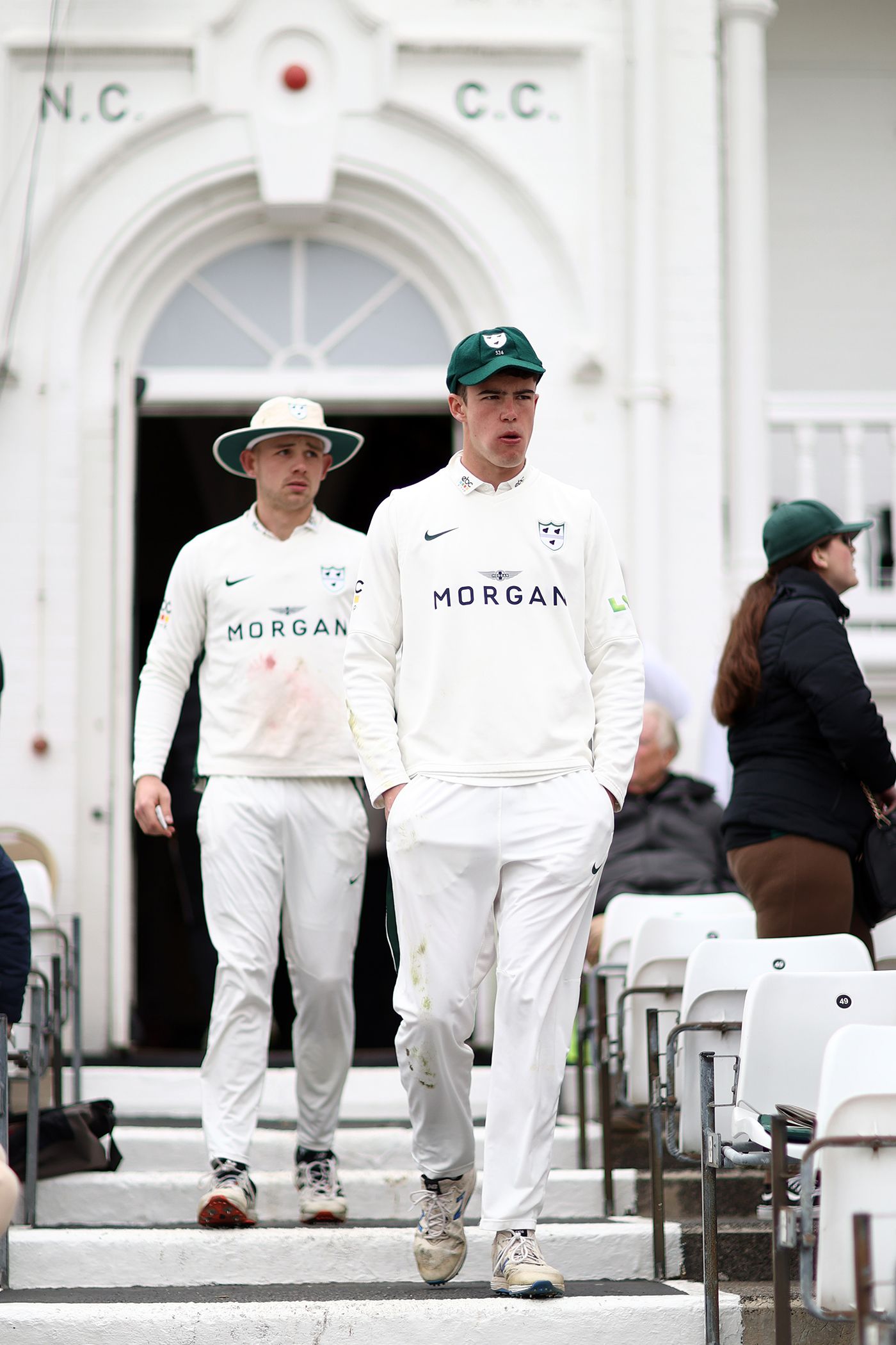 Josh Baker walks out to field at Trent Bridge