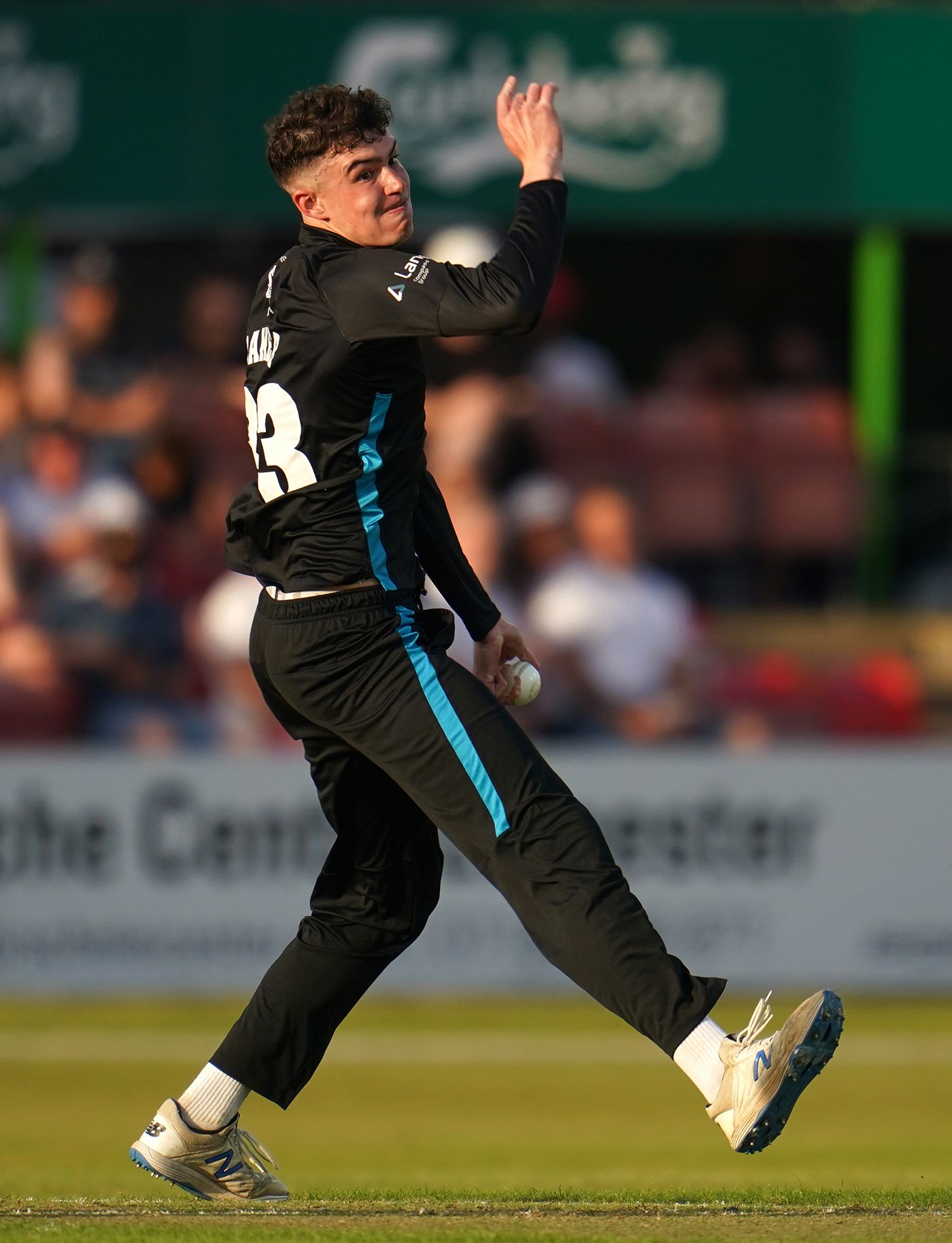 Josh Baker in his delivery stride