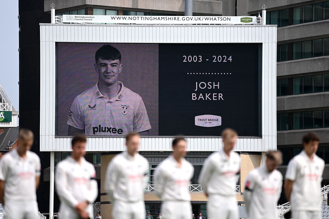 Those at Trent Bridge paid tribute to Josh Baker
