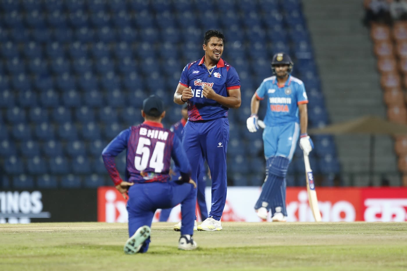 Karan KC grimaces