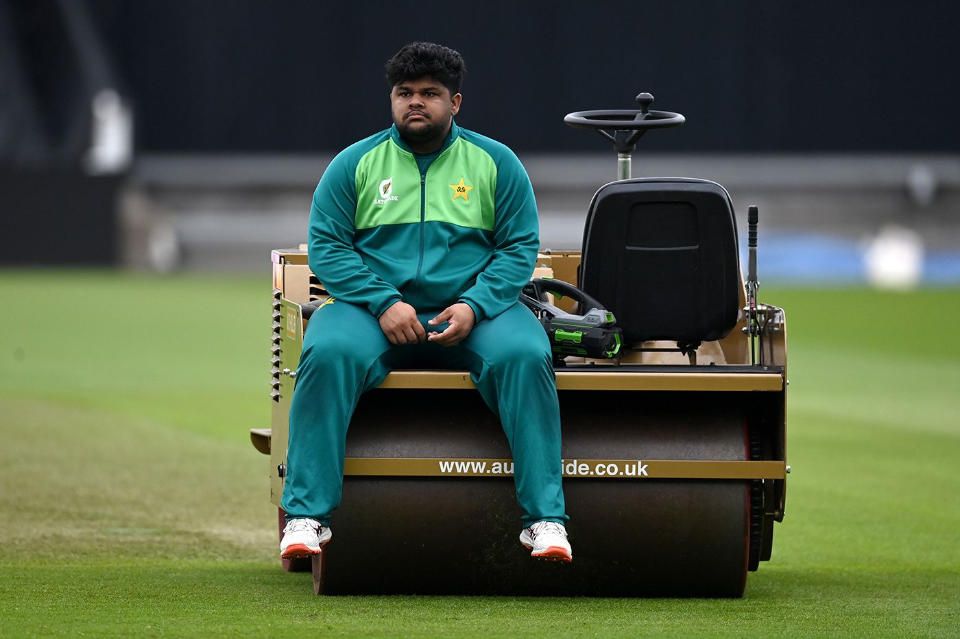 Azam Khan takes a pew on the heavy roller
