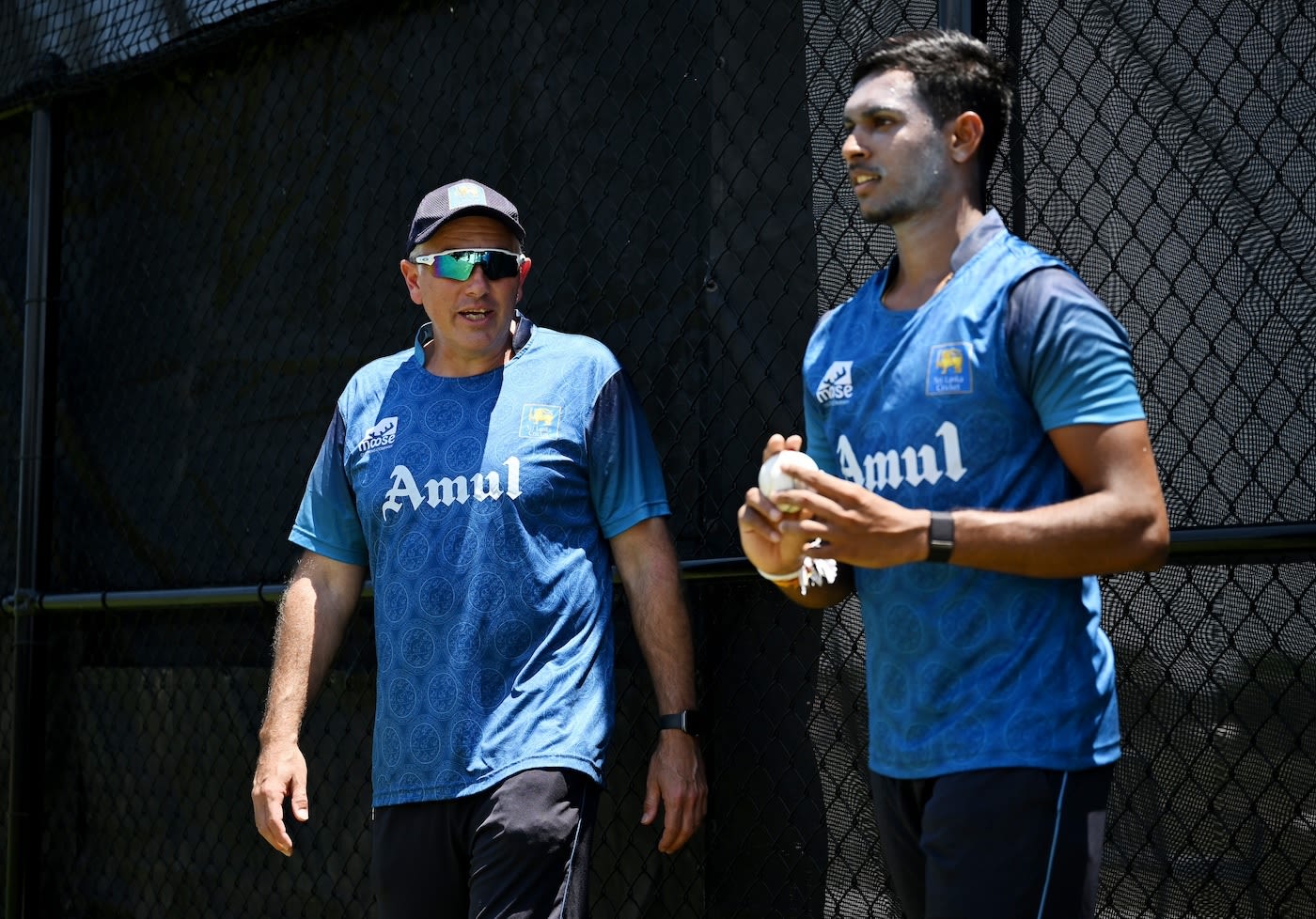 Chris Silverwood looks on as Matheesha Pathirana gets ready to bowl