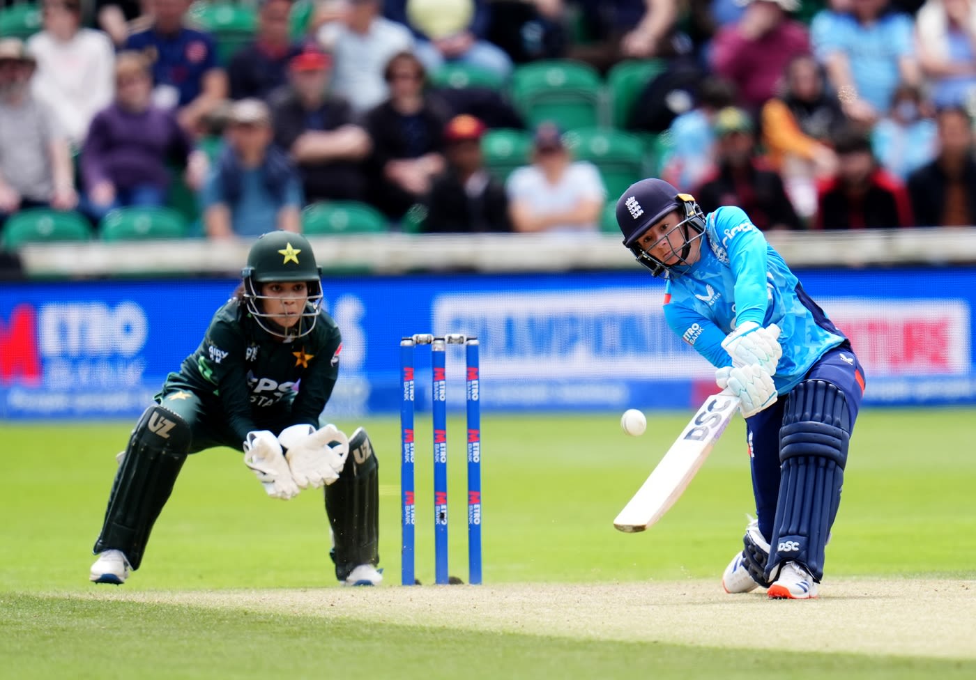 Danni Wyatt goes inside out for a six