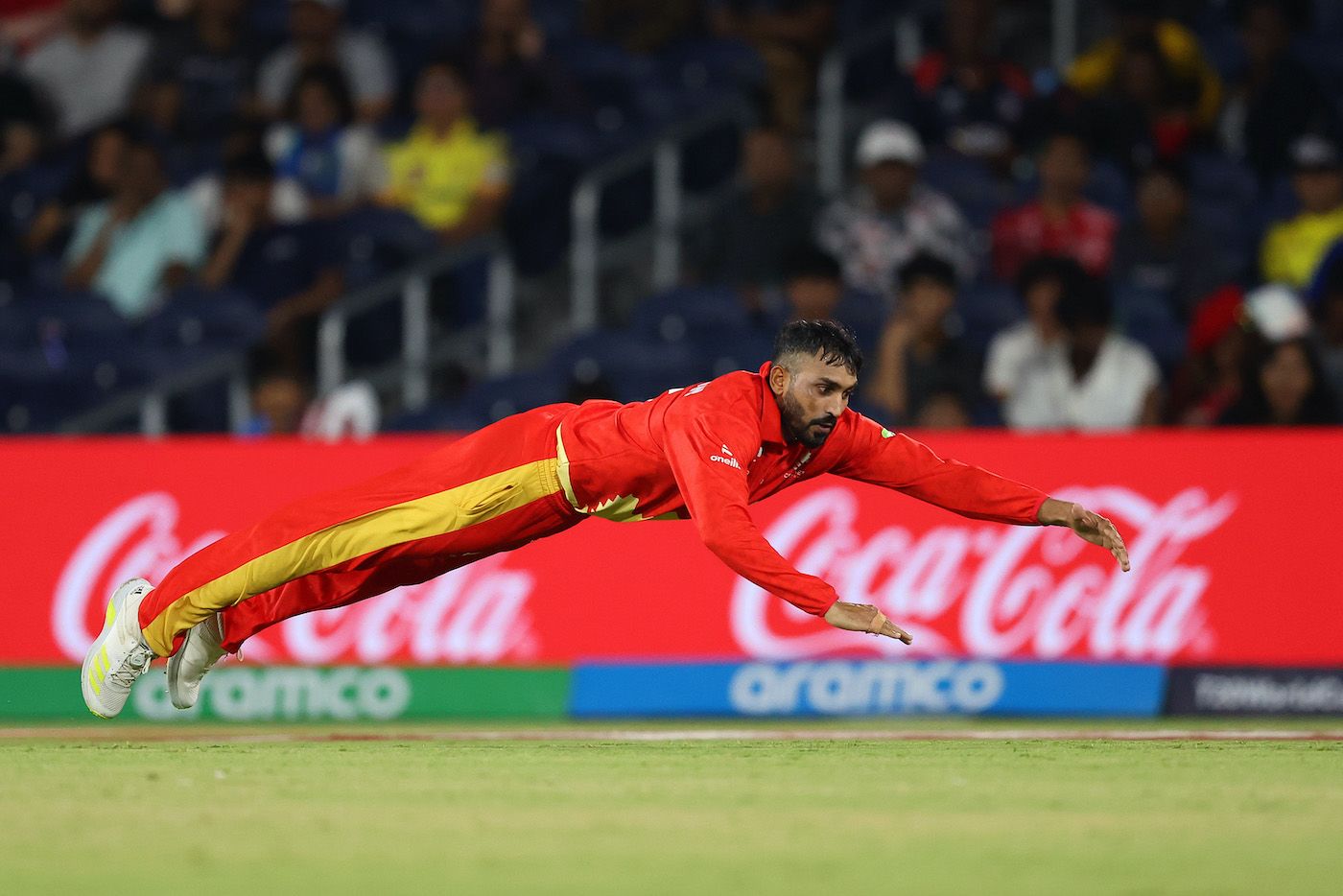 Pargat Singh flings himself in the field