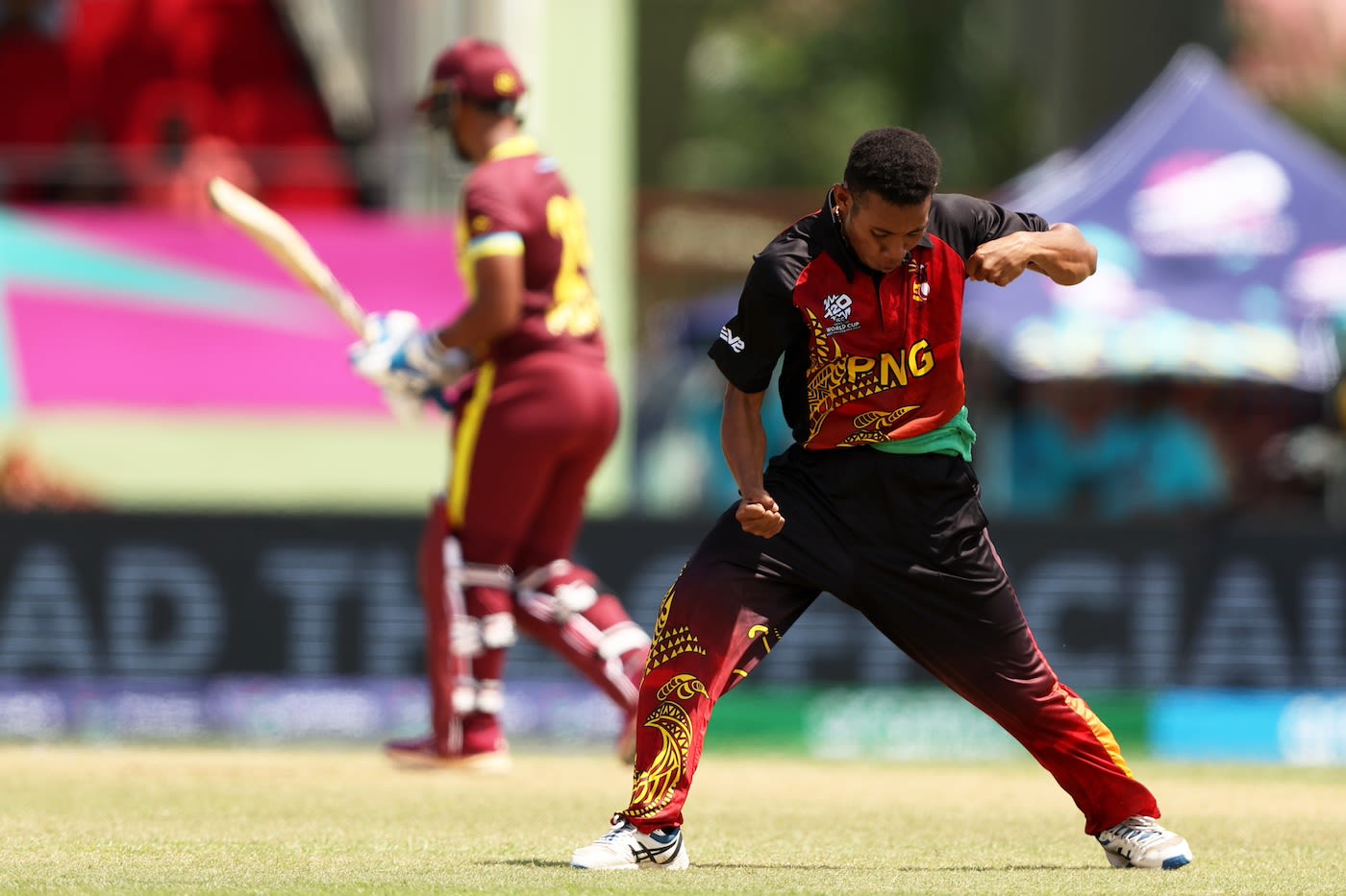 John Kariko is pumped after dismissing Nicholas Pooran