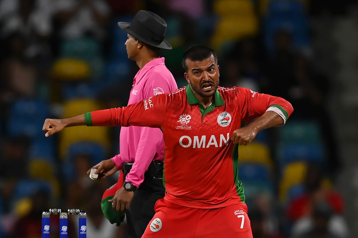 Ayaan Khan exults after having Gerard Erasmus hole out