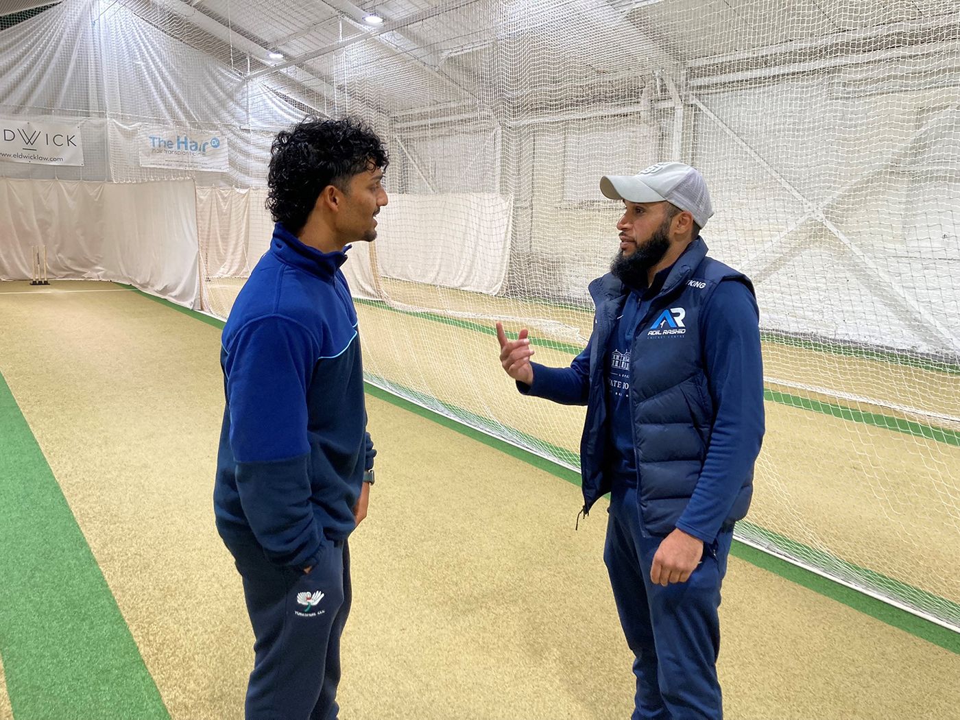 Yorkshire legspinner Jafer Chohan gets tips from Amar Rashid