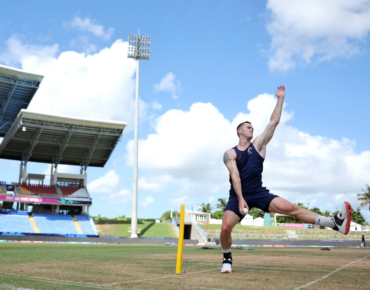 Chris Sole practises ahead of Scotland's match against Oman in Antigua