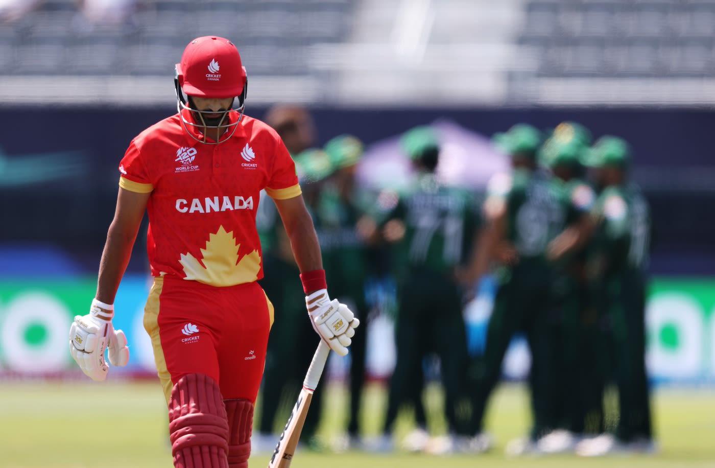 Pargat Singh walks back after being dismissed by Shaheen Afridi