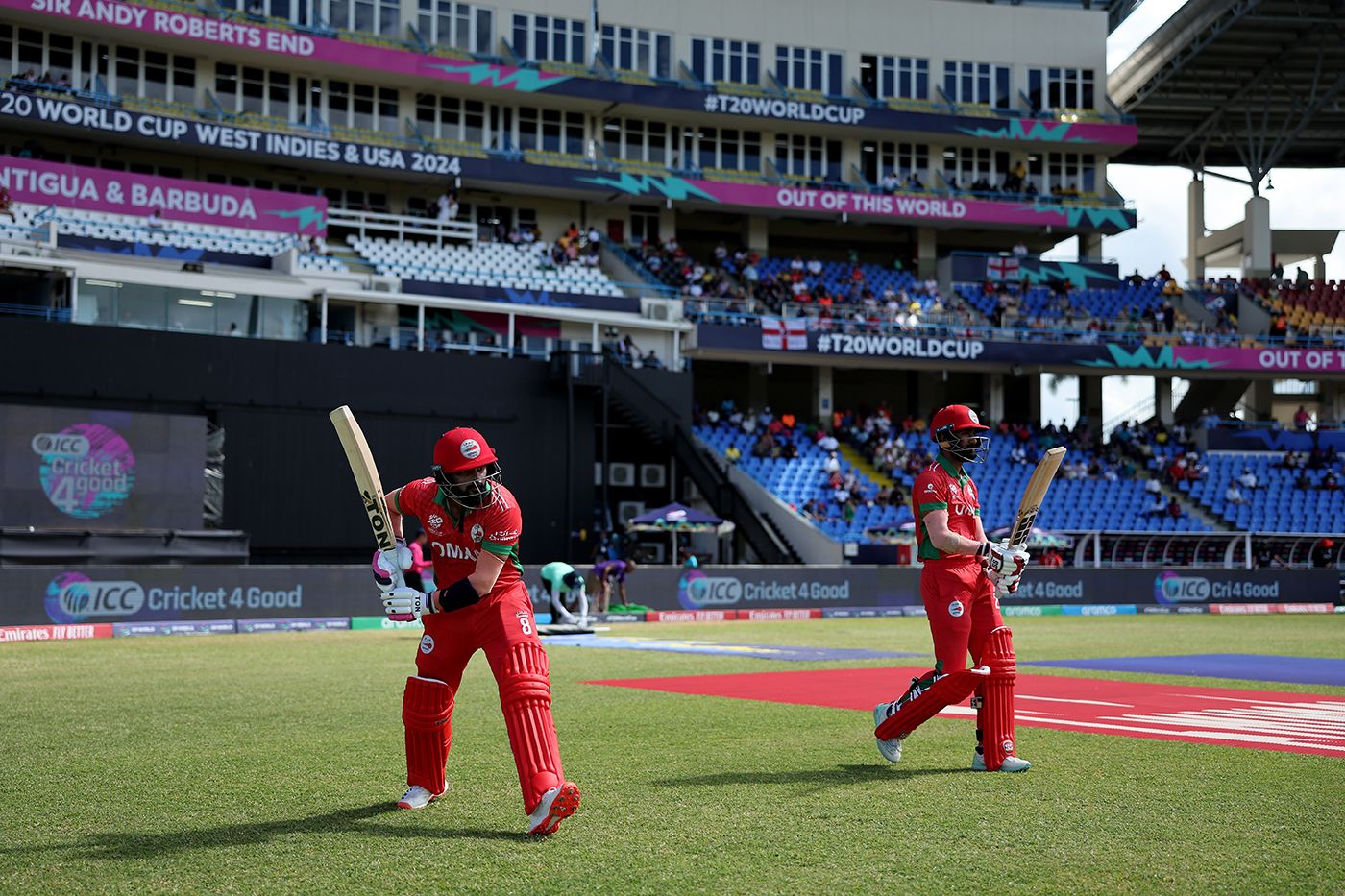 Kashyap Prajapati and Pratik Athavale head out to open the batting