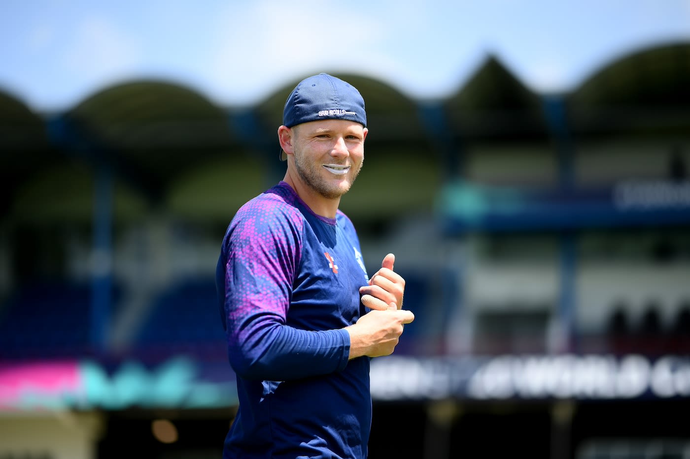 Michael Leask wears a smile during a training session