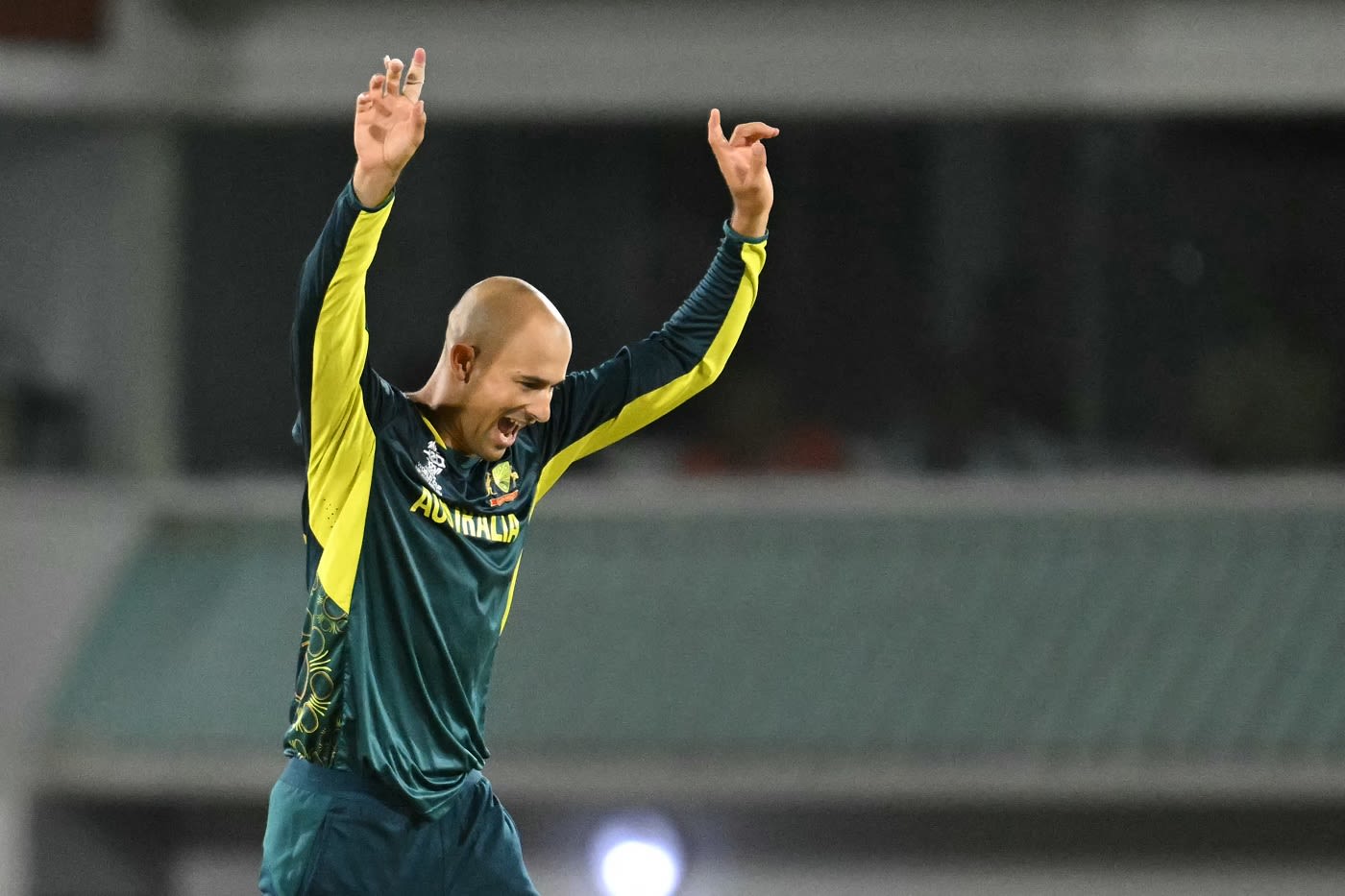 Ashton Agar celebrates dismissing Michael Jones