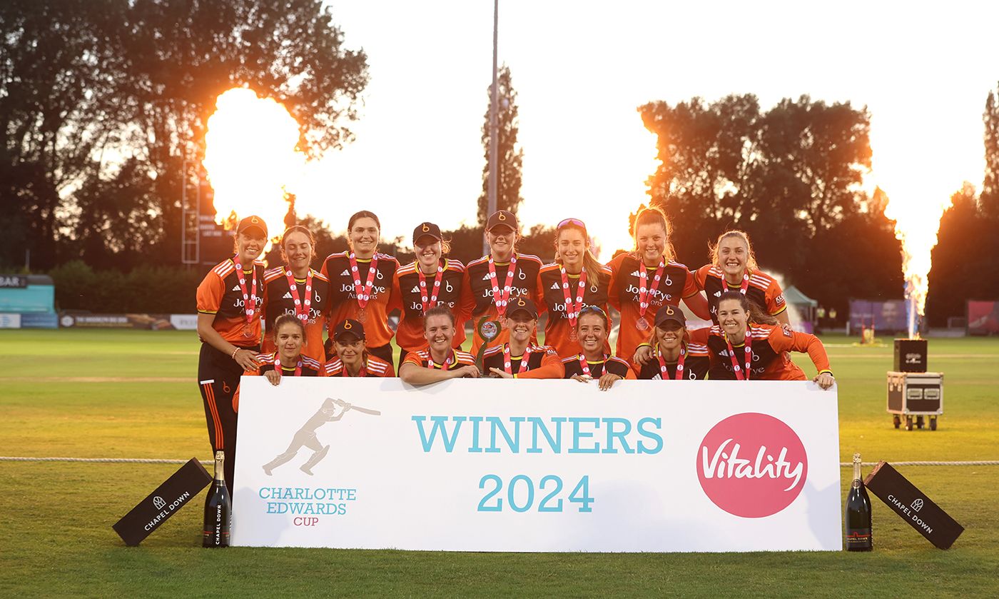 The Blaze pose with the Charlotte Edwards Cup
