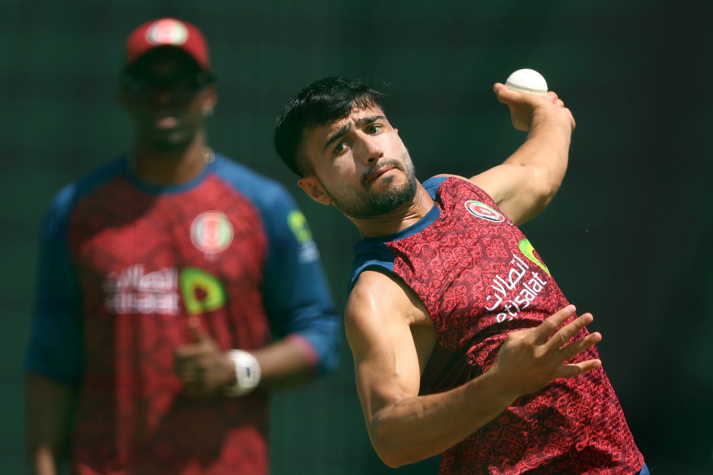 Nangeyalia Kharote bowls during a net session