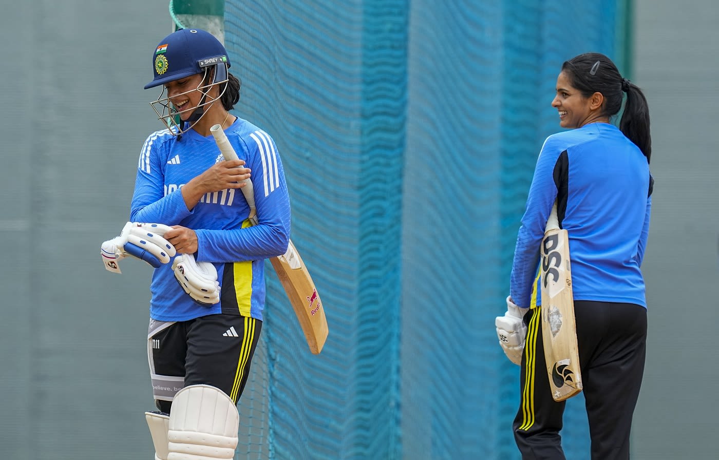 Smriti Mandhana and Priya Punia at a training session