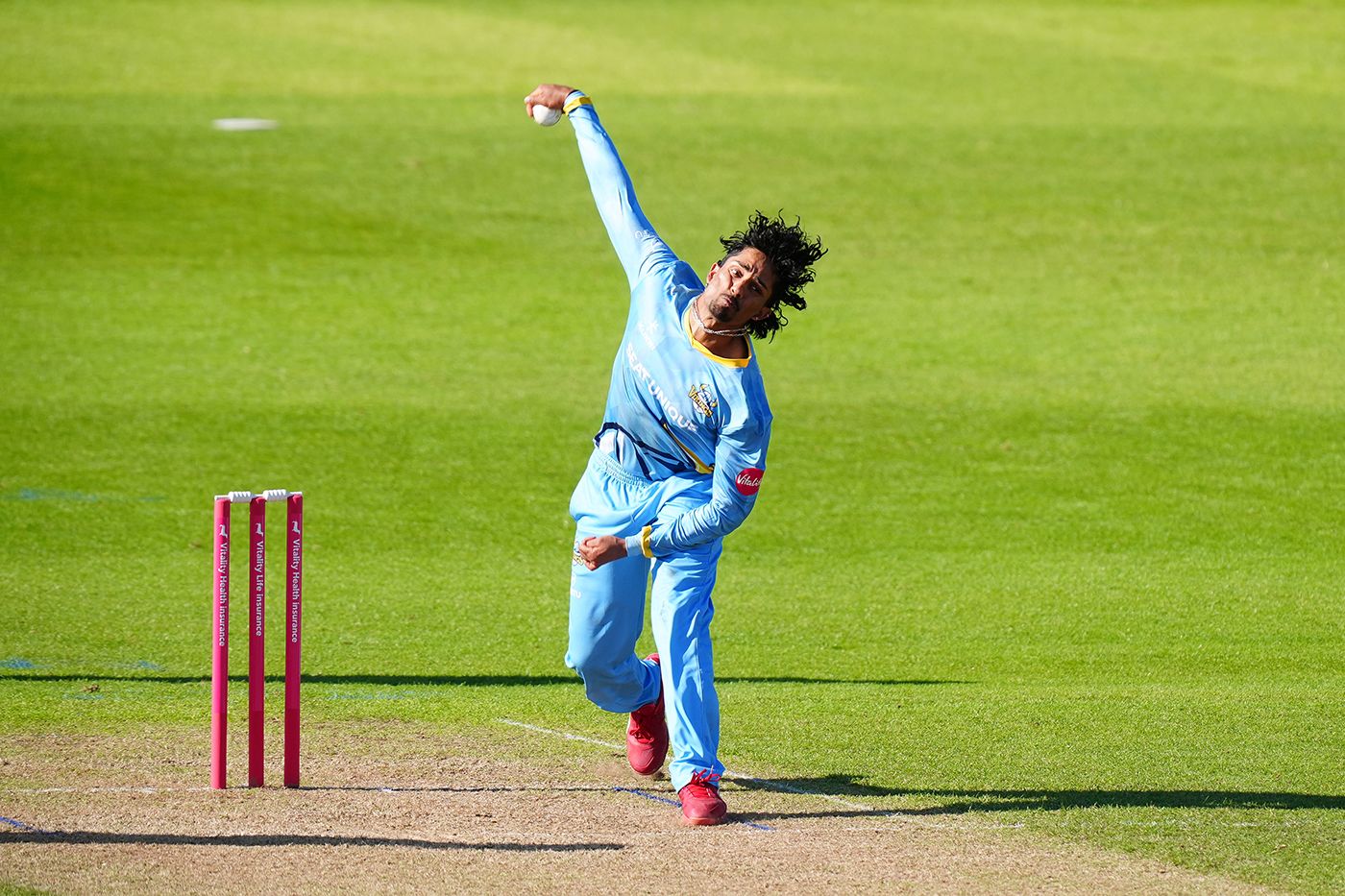 Yorkshire's Jafer Chohan in his delivery stride