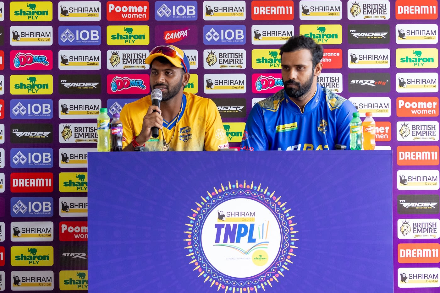Madurai Panthers captain C Hari Nishaanth and team mentor Hanuma Vihari address the media