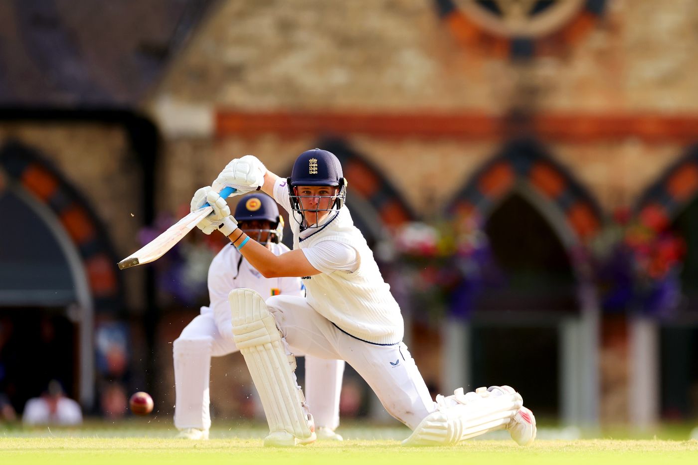 Jaydn Denly drives through the covers