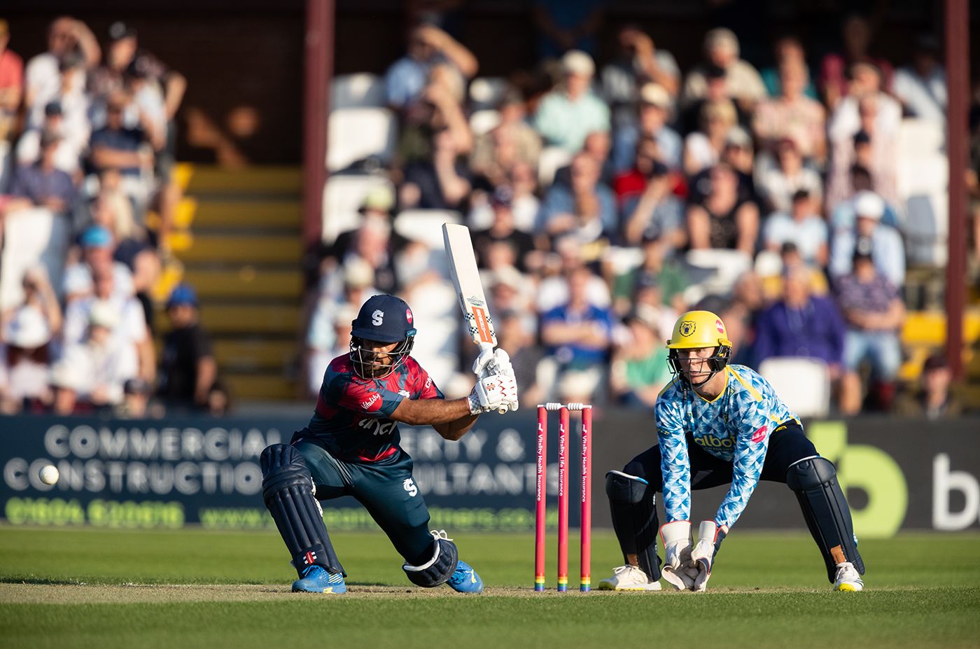 Saif Zaib gets low to sweep