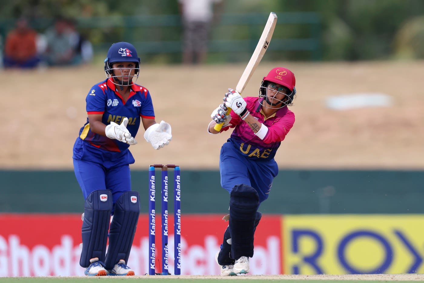 Heena Hotchandani goes over the leg-side infield