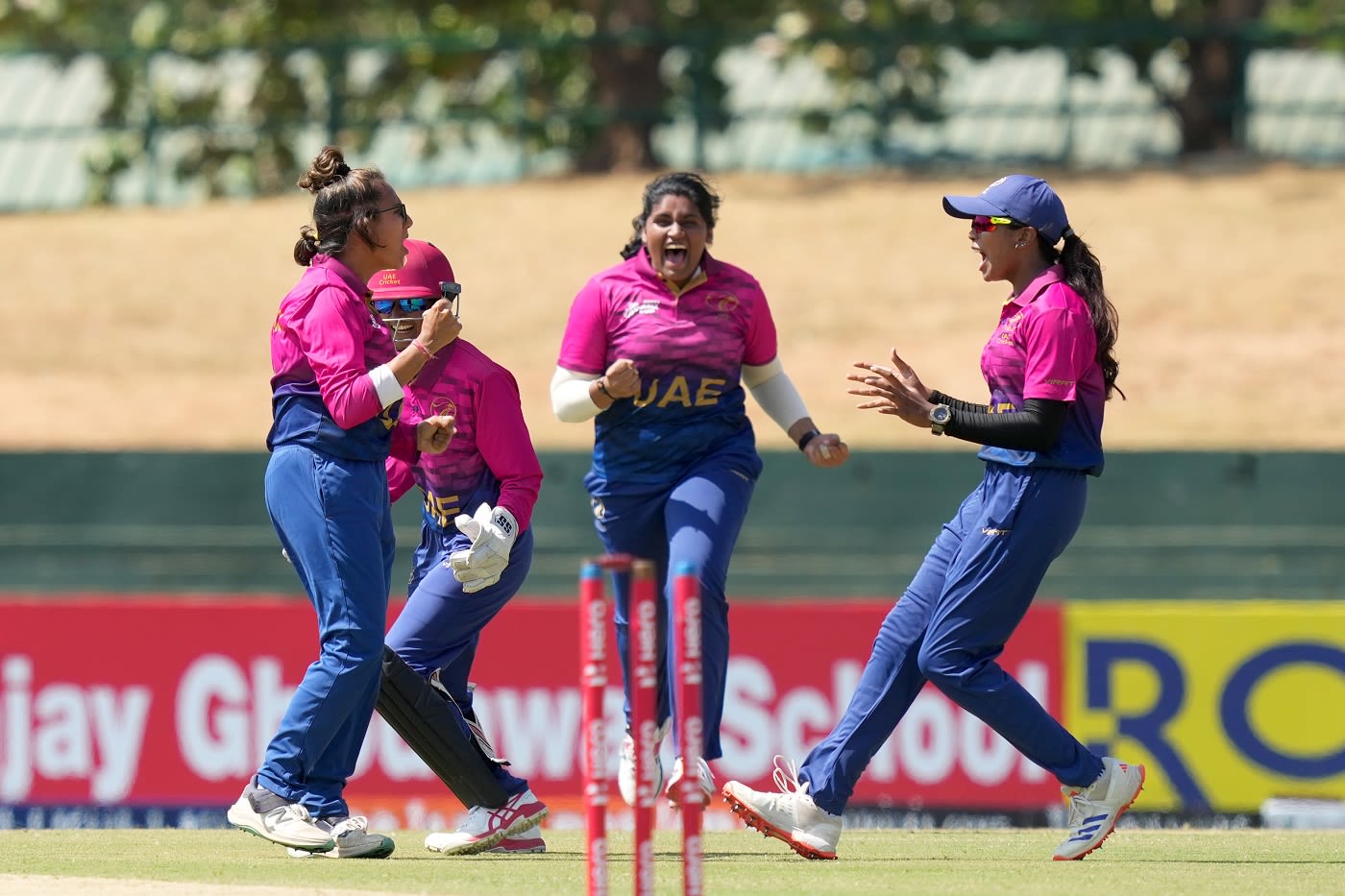 Heena Hotchandani celebrates the wicket of D Hemalatha