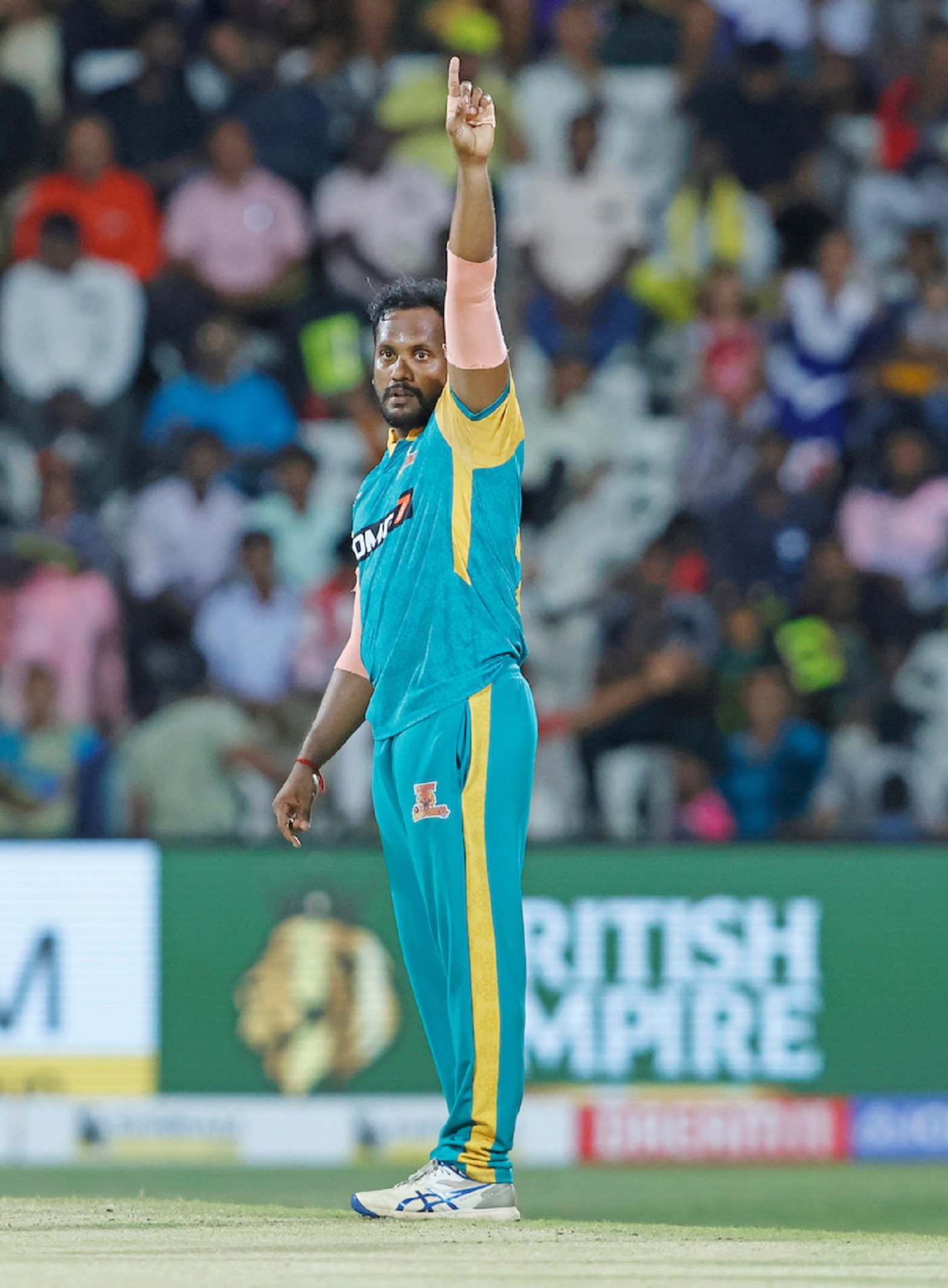 R Rajkumar celebrates a wicket