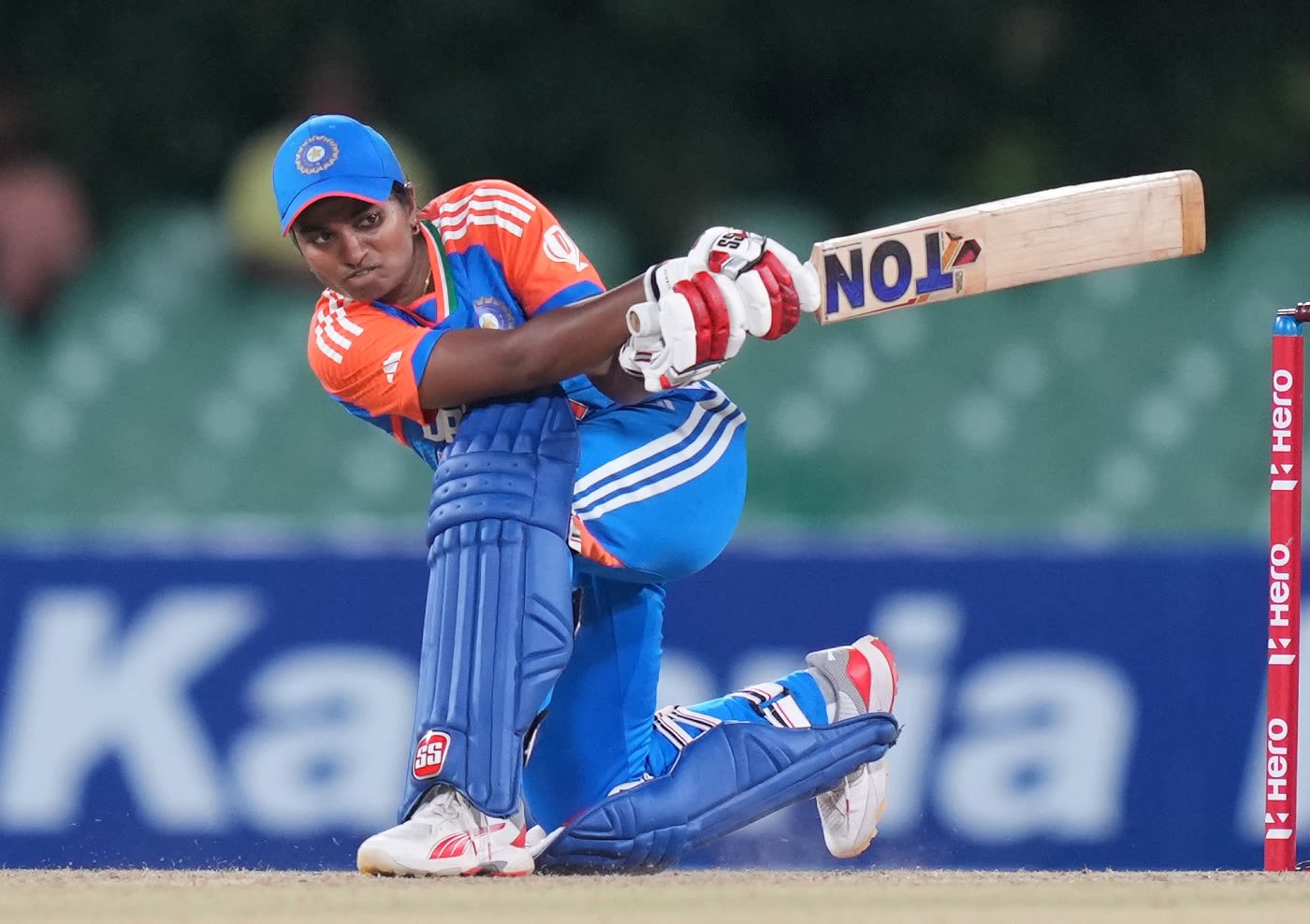 D Hemalatha scored her T20I best of 47 in a 122-run opening stand with Shafali Verma