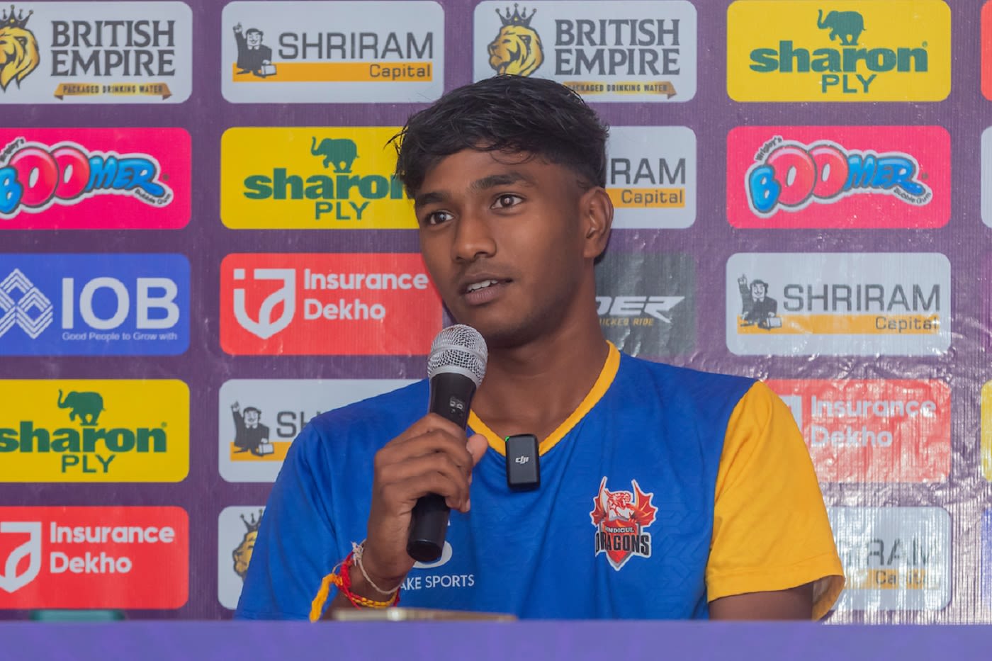 Dindigul Dragons' P Vignesh speaks to the media