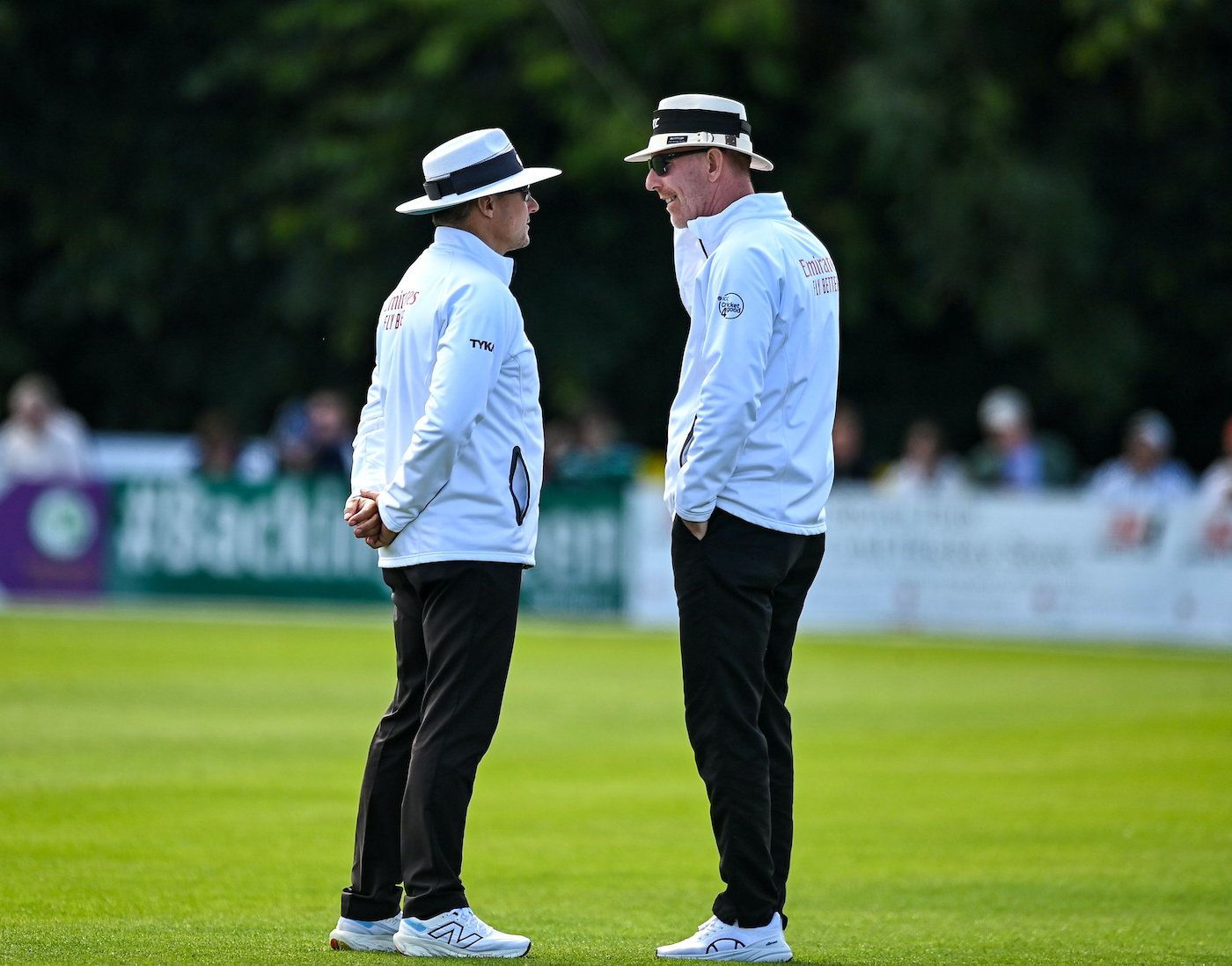 Rain kept on-field umpire Richard Kettleborough and reserve umpire Jonathan Kennedy busy