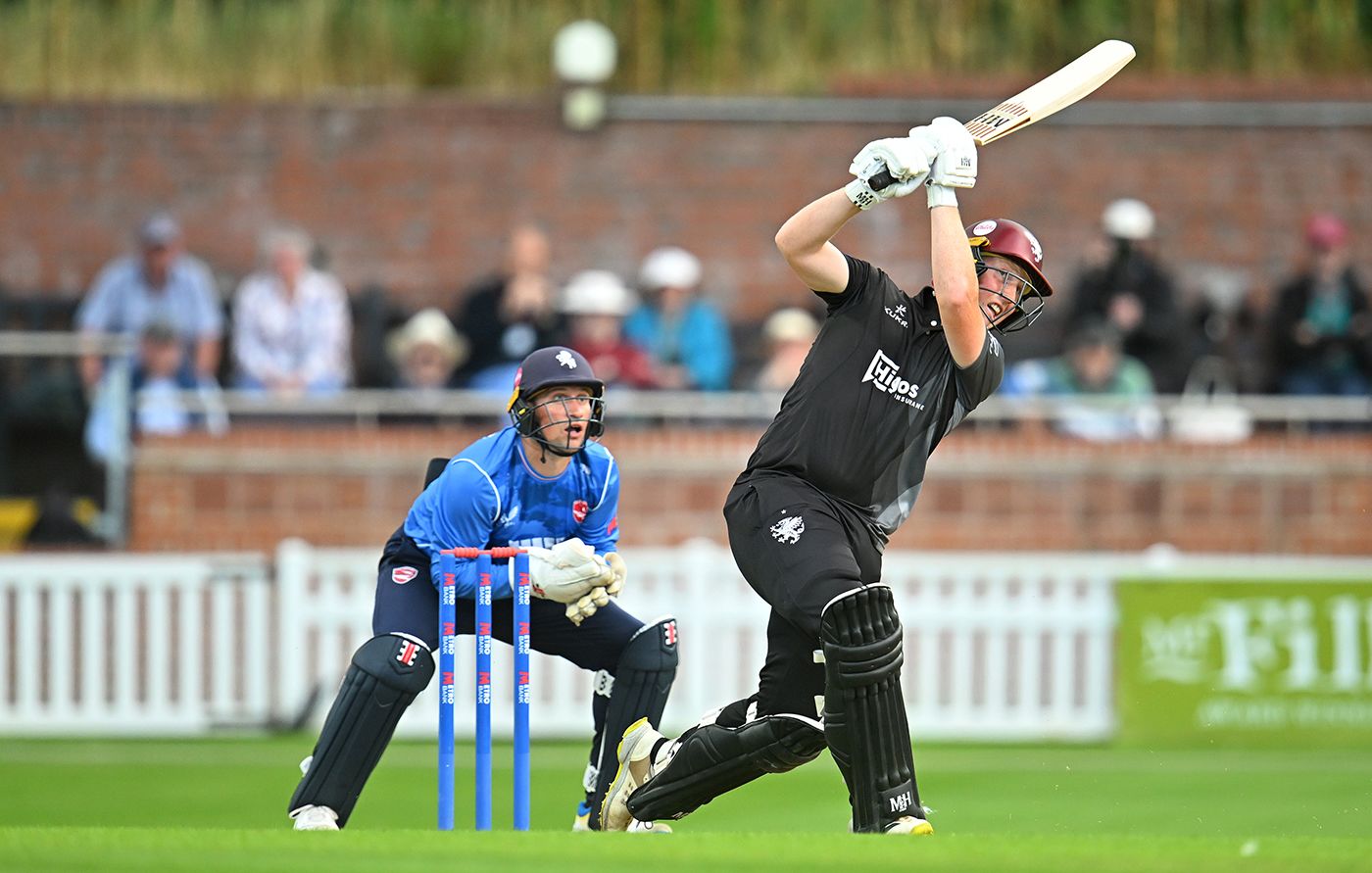 James Rew goes down the ground