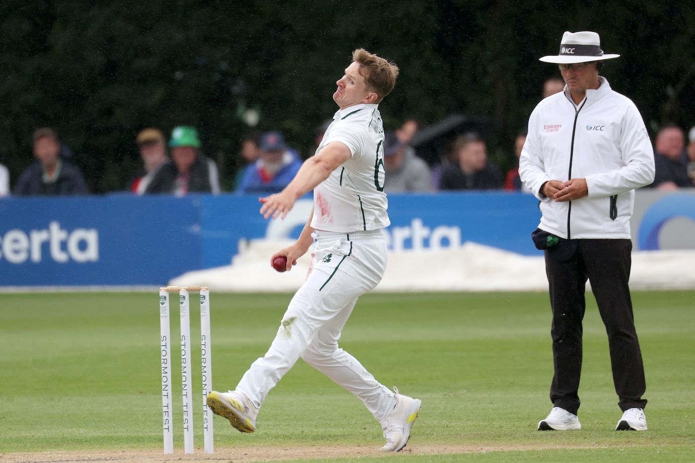 Craig Young ended the 68-run fourth-wicket stand amid an afternoon drizzle