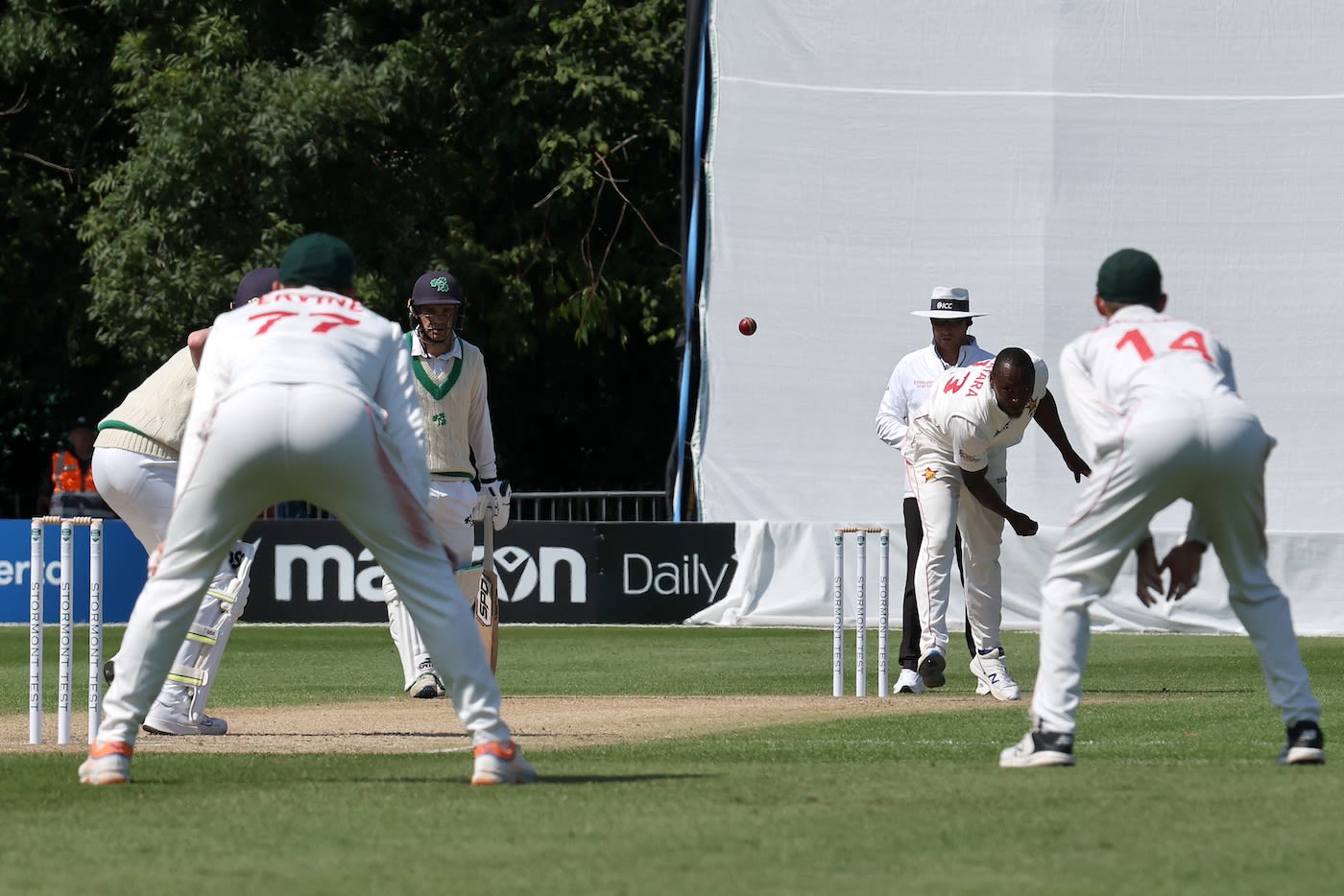 Tendai Chatara sends one down