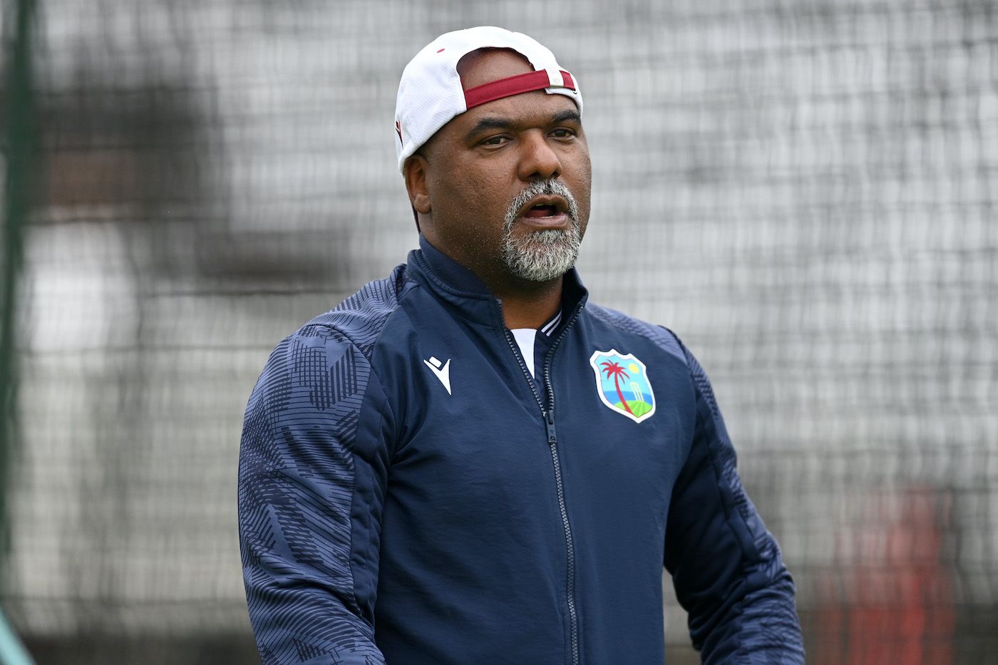 Coach Andre Coley looks on during West Indies' practice session