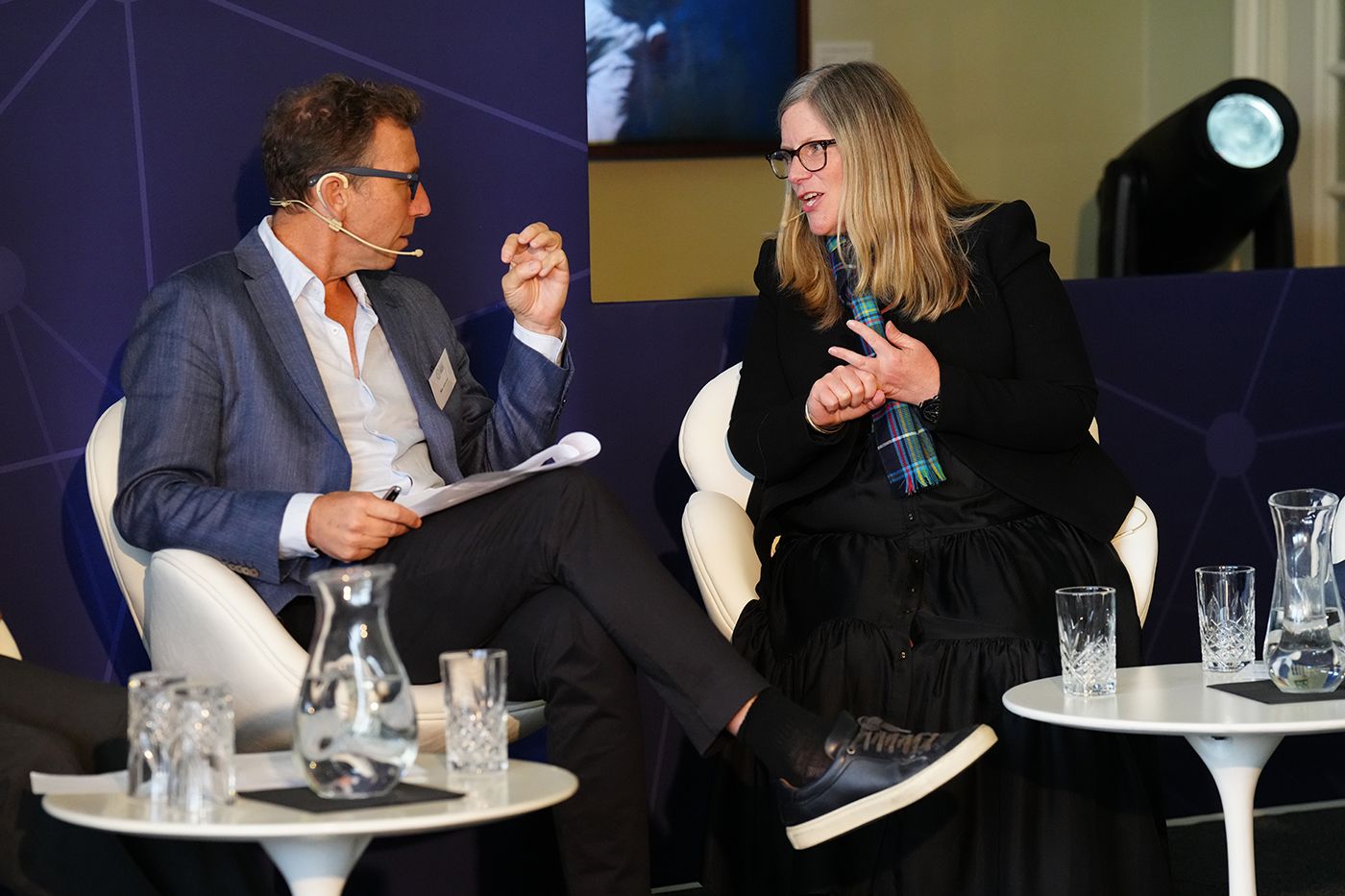 Cricket Scotland chief executive Trudy Lindblade talks to Mike Atherton at the MCC World Cricket Connects conference