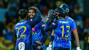 Hasaranga, Asalanka pick up three-fors to force a tie