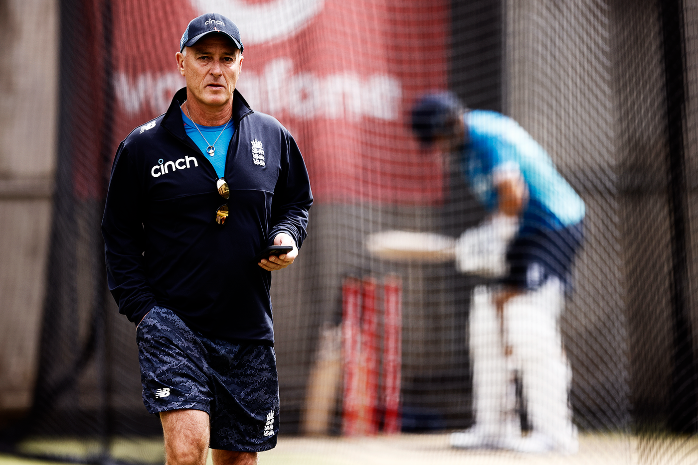 Graham Thorpe attends a training session