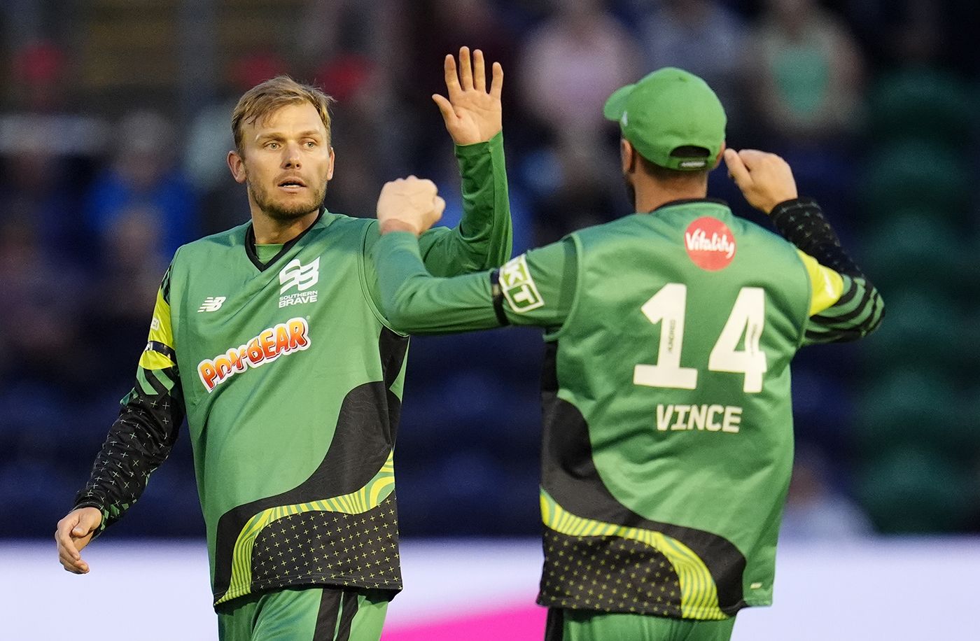 Danny Briggs celebrates a breakthrough with James Vince