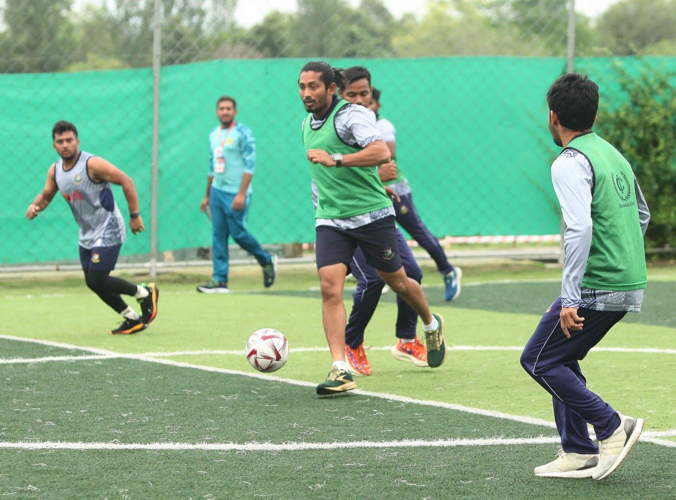 Anamul Haque warms up ahead of Bangladesh A's first training session