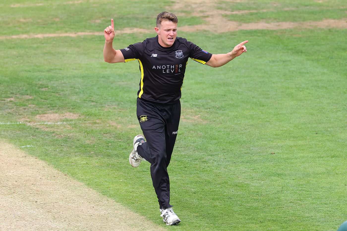 Josh Shaw celebrates an early wicket