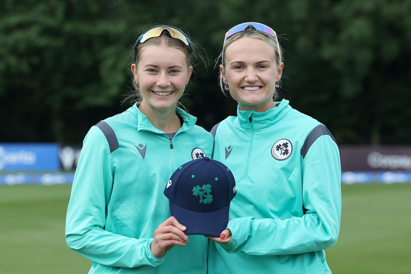 Alice Tector receives her maiden Ireland cap from Captain Gaby Lewis