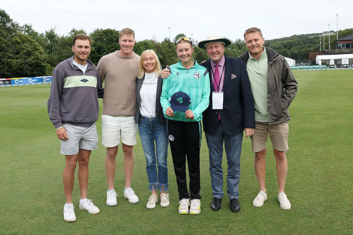 Alice Tector's family, including Harry Tector, came in for her maiden ODI
