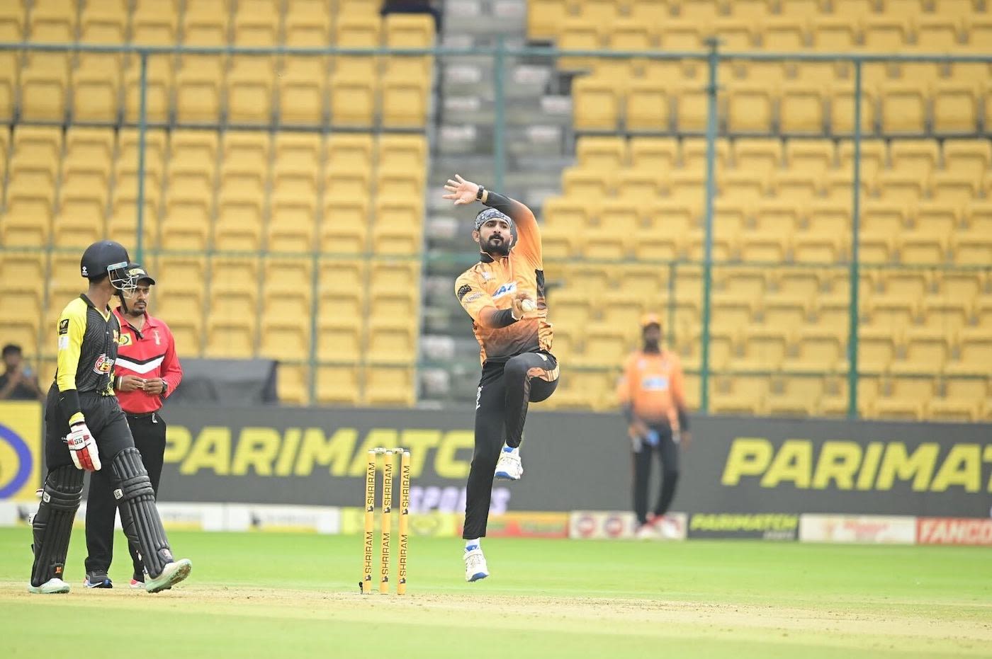 KC Cariappa took a match-winning 2 for 30 in a rain-affected game