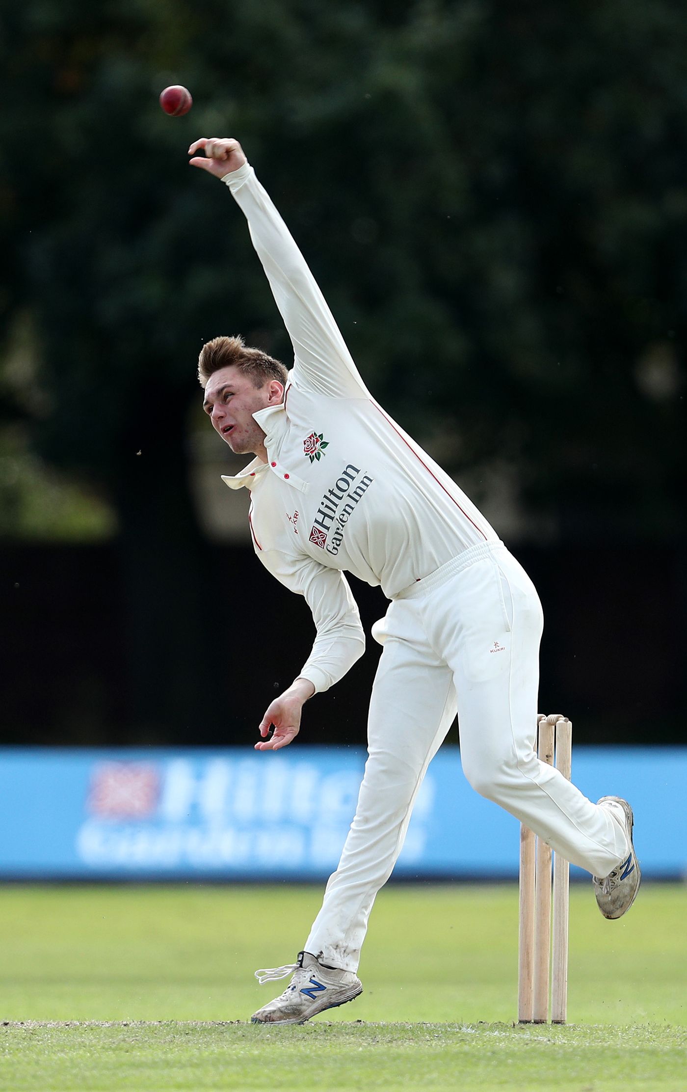 Jack Morley wheels away for Lancashire