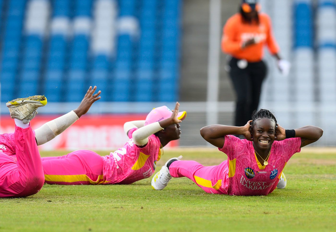 Aaliyah Alleyne leads an innovative wicket celebration