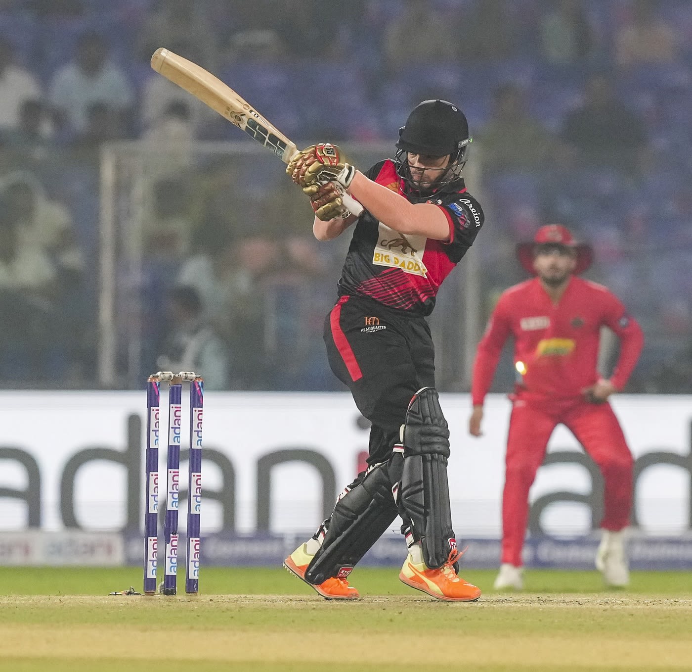 Anuj Rawat whacks the ball into the leg side