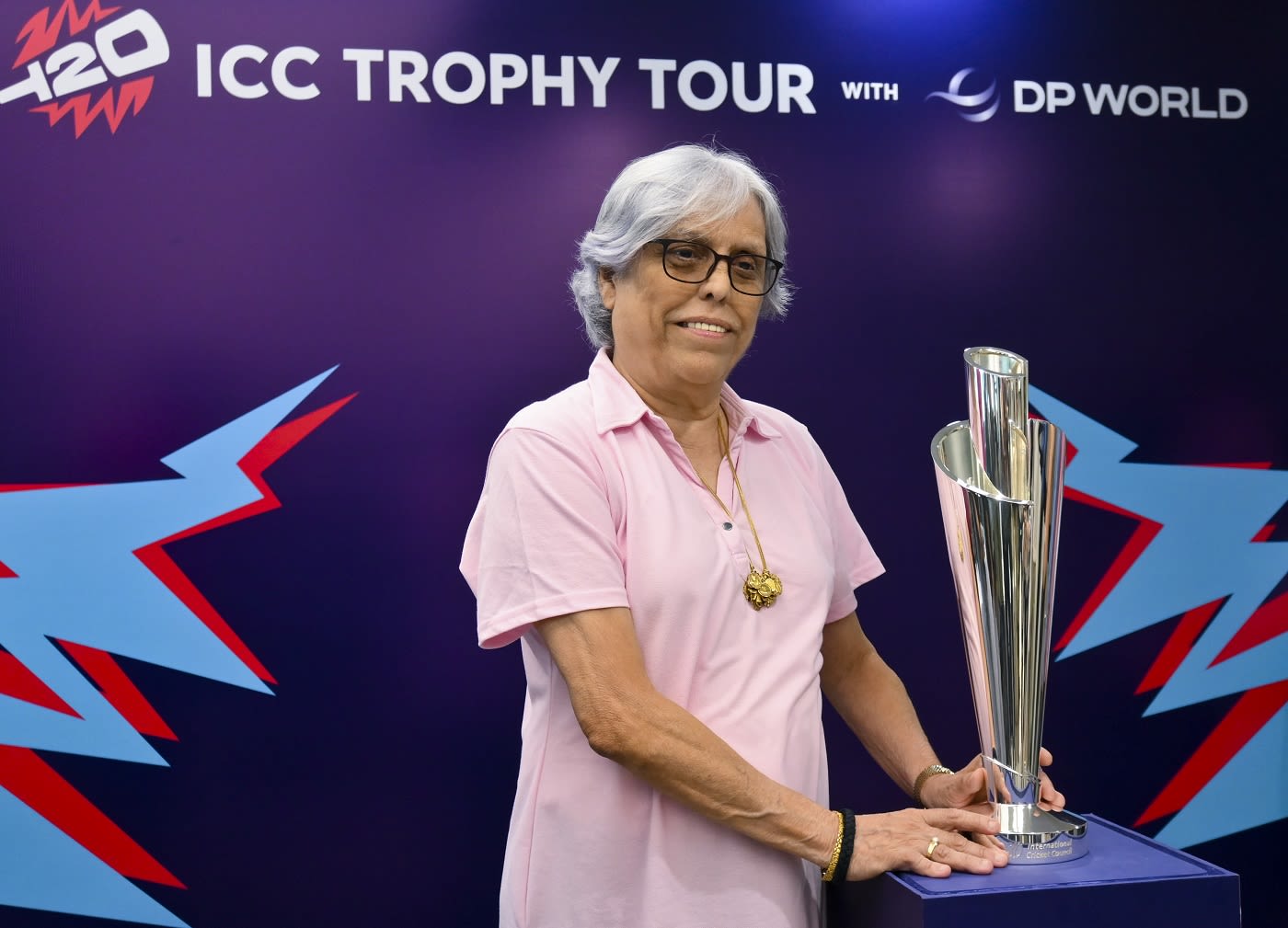 Diana Edulji poses with the Women's T20 World Cup
