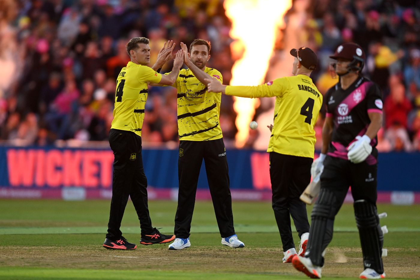 Matt Taylor claimed three early wickets to rock Somerset