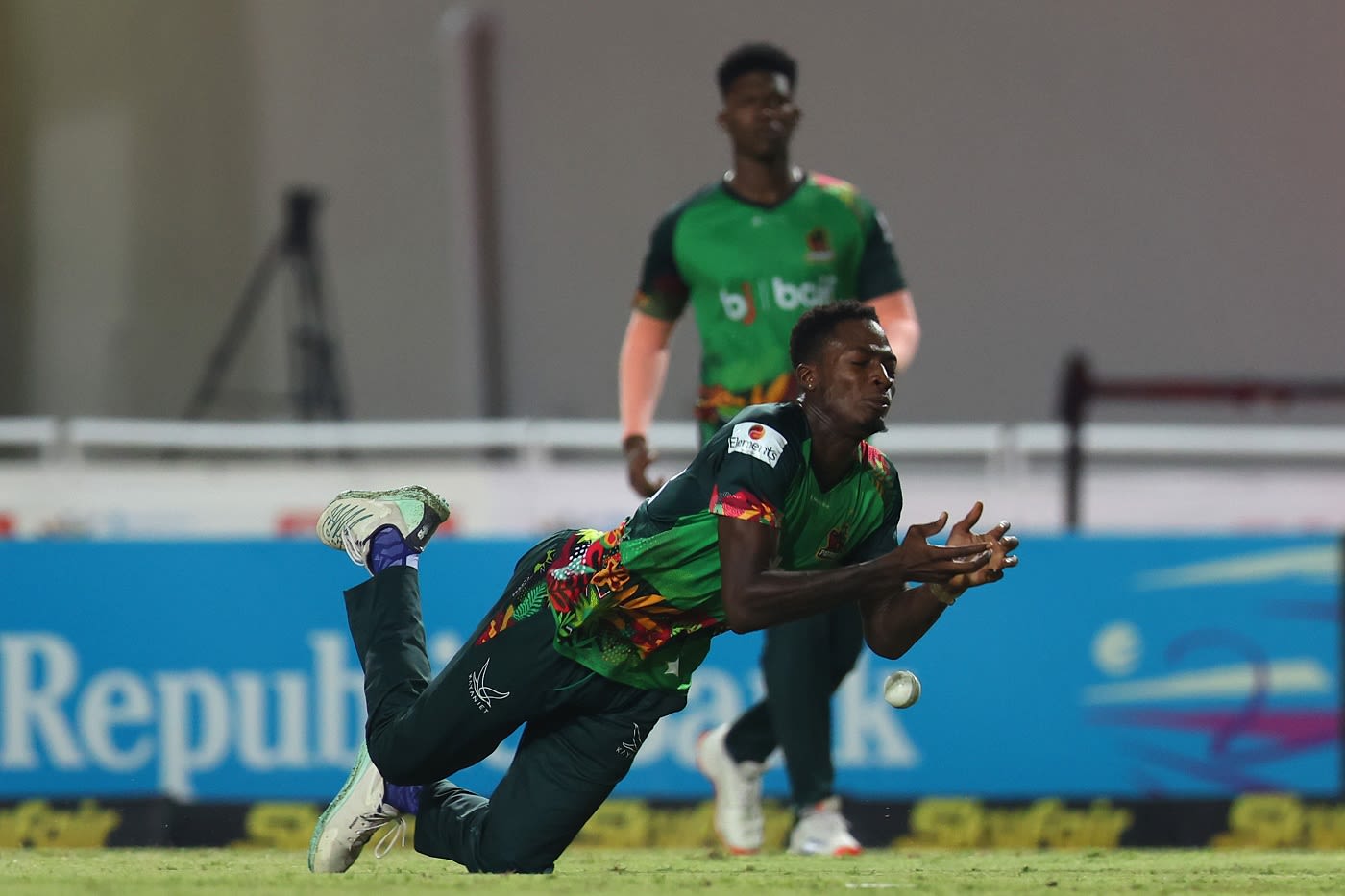 Dominic Drakes drops a catch