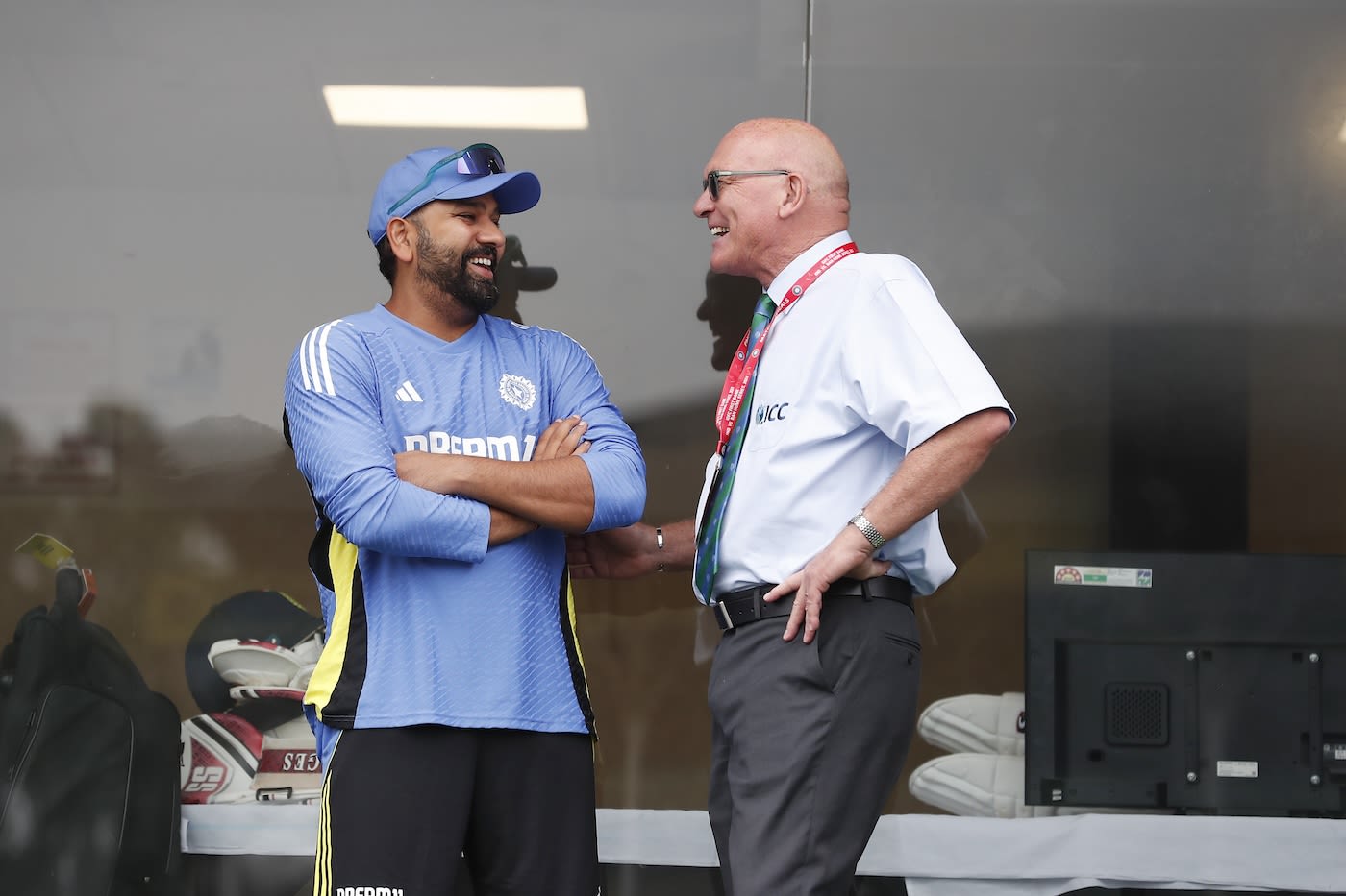 Rohit Sharma had a light-hearted chat with match referee Jeff Crowe